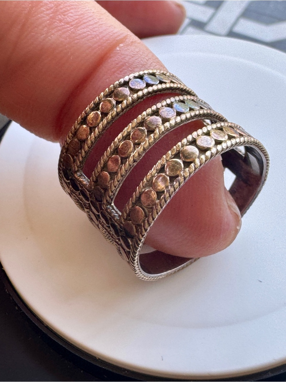 Anna Beck Triple Bar Ring Gold Plated Over Sterling Silver size 7
